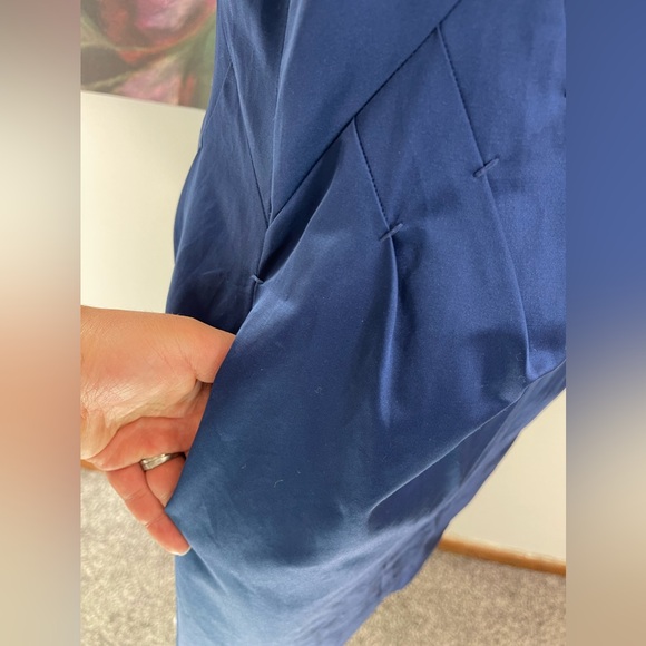 ROBERT RODRIGUEZ New Blue Cotton Satin Sheath Career Cocktail Party Dress 8 - Picture 8 of 15